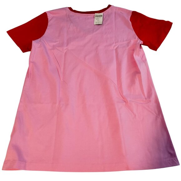 Lands End Womens V-Neck Colorblock T-Shirt Size XS  Pink & Red Cotton - Picture 2 of 7